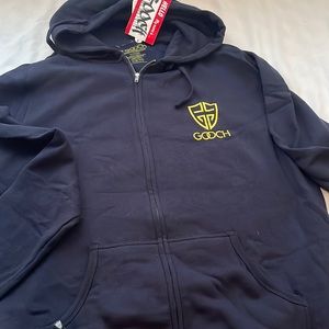 Gooch “Department of Aggro-Culture” Navy Cotton, zip-up, front pocket